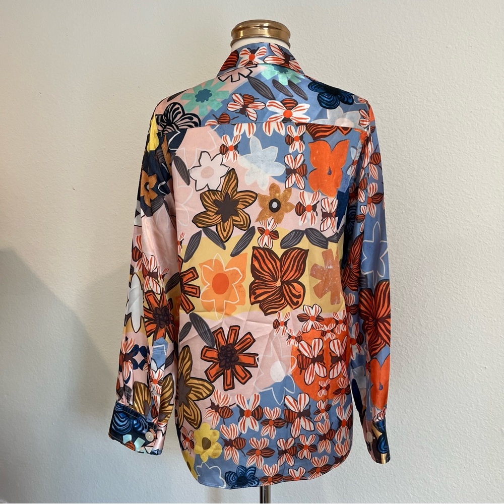 Acne Studios 34 Buse Floral Long-Sleeve Boyfriend Shirt - Picture 12 of 17